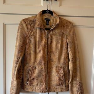 Dialogue Women's Tan Snake Print Leather Jacket